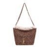 Vintage Rhombus Plush Splicing Shoulder Bag Poplar Forest Large Capacity Fashion Commuting Advanced Chain Armpit Bag