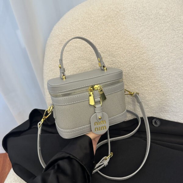 Light Luxury Splicing Contrasting Color Box Bag Mi.U Versatile Shoulder Messenger Bag Trendy Niche Design Retro Handbag