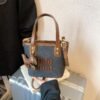 Trend Miu Handbag Embroidery Texture Bucket Bag Fashion Niche Design Commuter Casual Messenger Bag