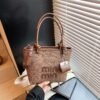 Light Luxury Miu Vegetable Basket Tote Bag Woven Mother And Child Bag Women’S Spring And Summer Leisure Vacation Shoulder Messenger Bag