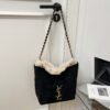 Vintage Rhombus Plush Splicing Shoulder Bag Poplar Forest Large Capacity Fashion Commuting Advanced Chain Armpit Bag