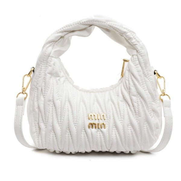 Niche Design Bag Pleated Cloud Bag Miu Tide Embroidery Thread Messenger Bag Portable Versatile Single Shoulder Crescent Bag