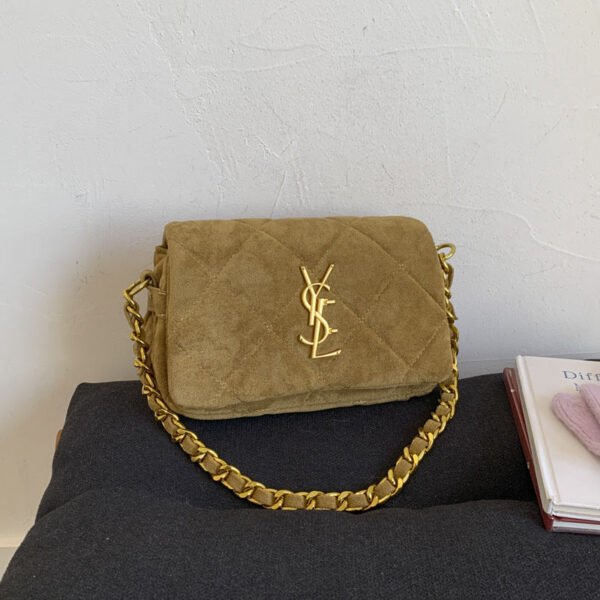 Matte Poplar Forest Small Square Bag Rhombus Embroidery Thread Underarm Bag Commuting Versatile Style Single Shoulder Tide Niche Women’S Bag