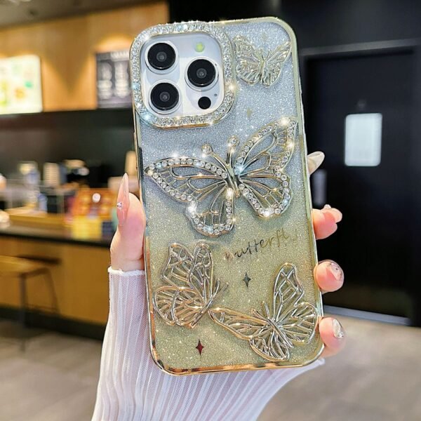 Three-Dimensional Butterfly Soil Drill Small Fragrant Wind Suitable For Apple 17promax Glitter Mobile Phone Case IPhone16 Anti-Fingerprint