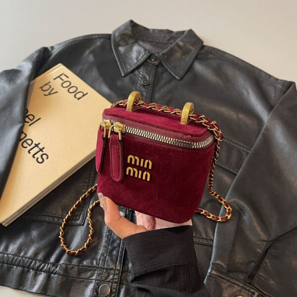 Frosted Retro Mi.U Small Square Bag Niche Design Women’S Chain Mini Lipstick Bag Personalized Shoulder Messenger Bag