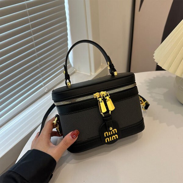 Light Luxury Splicing Contrasting Color Box Bag Mi.U Versatile Shoulder Messenger Bag Trendy Niche Design Retro Handbag