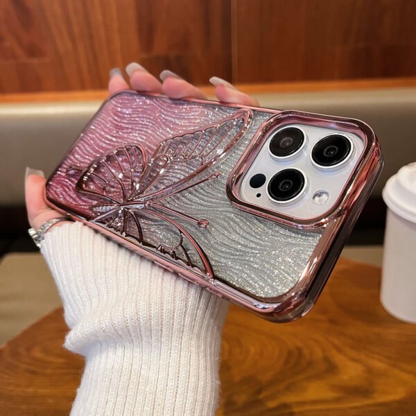 Three-Dimensional Quicksand Butterfly Is Suitable For IPhone17promax Electroplating Apple 16 Soft Case 15 Mobile Phone Case Anti-Fingerprint.