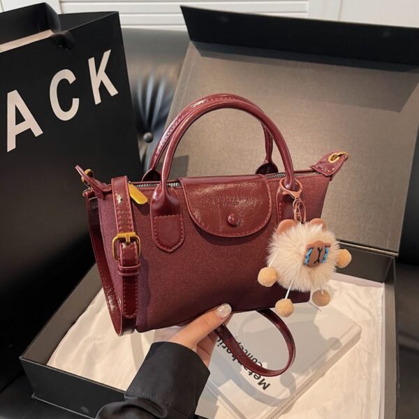 Frosted Woolen Hand-Held Dumpling Bag Trend Dragon Bags Xiang Splicing Ins Letter One-Shoulder Crossbody Bag Versatile