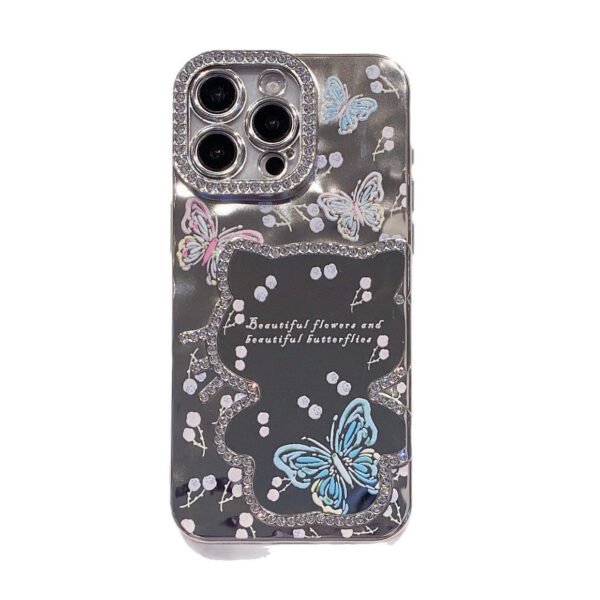 Hot-Selling Electroplating Mirror Cartoon Laser Butterfly Suitable For IPhone17Promax Flash Diamond Apple Phone Case