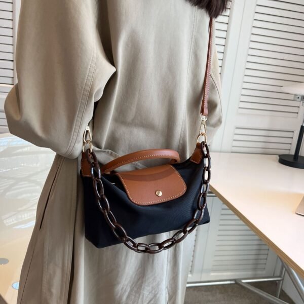 Retro Fashion Nylon Cloth Dragon Bags Xiang Handbag Shoulder Bag Premium Splicing Dumpling Bag Tide Messenger Bag