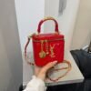 Light Luxury Embroidery Thread Small Fragrant Wind Box Bag Poplar Forest Rhombus Golden Ball Chain Small Square Bag Women’S Bag Fashion Messenger Bag