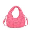 Niche Pleated Armpit Bag Tide Crescent Moon Dumpling Bag Macaron Mi.U Embroidered Thread Fashionable Bowling Shoulder Bag