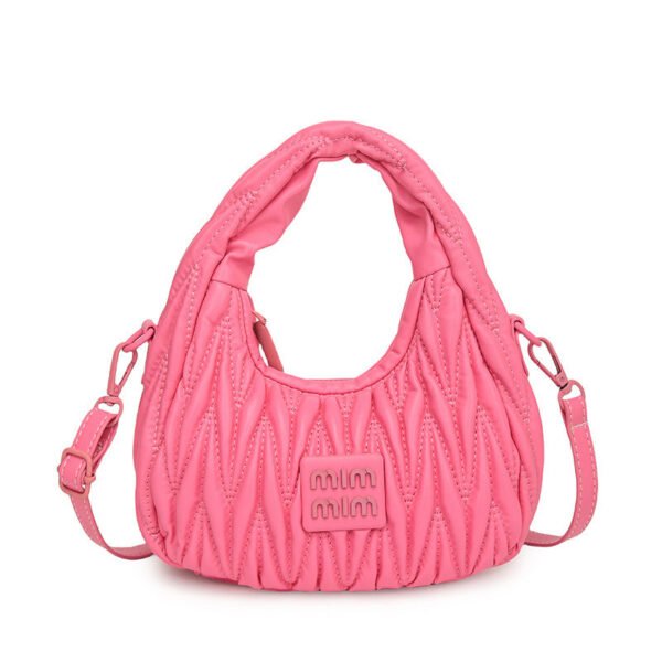 Niche Pleated Armpit Bag Tide Crescent Moon Dumpling Bag Macaron Mi.U Embroidered Thread Fashionable Bowling Shoulder Bag