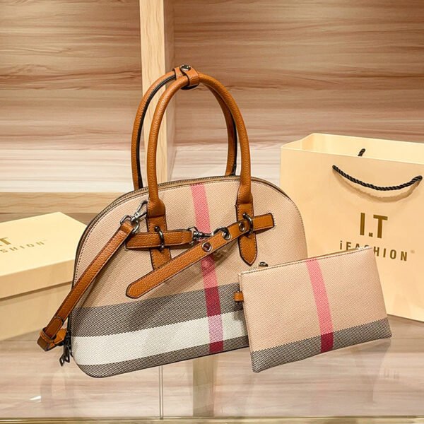 Fashion Leather Women’S Bag 2026 New Trendy Large-Capacity Plaid Shell Bag Versatile Hand-Held Crossbody Mother-In-Law Bag
