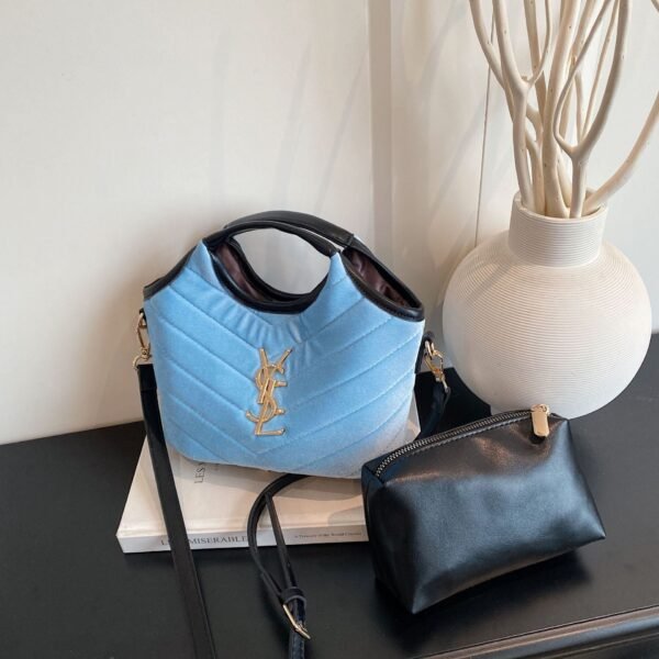 Suede Poplar Forest Bucket Bag Niche Design Handbag Rhombus Embroidery Thread Trendy Personality Shoulder Messenger Bag