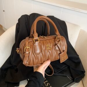 Light Luxury Pleated Embroidery Thread Bowling Bag Trendy Niche Versatile Ins Handbag Miu Home Pillow Single Shoulder Messenger Bag