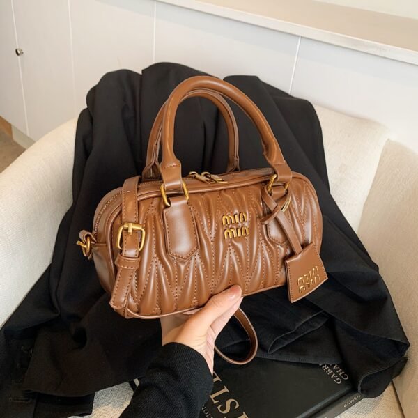 Light Luxury Pleated Embroidery Thread Bowling Bag Trendy Niche Versatile Ins Handbag Miu Home Pillow Single Shoulder Messenger Bag