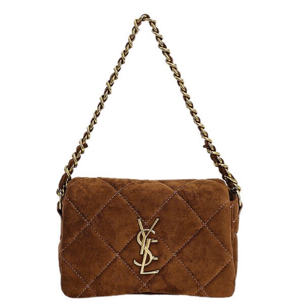 Matte Poplar Forest Small Square Bag Rhombus Embroidery Thread Underarm Bag Commuting Versatile Style Single Shoulder Tide Niche Women’S Bag