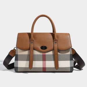 2026 New Leather Plaid Large-Capacity Portable Commuter Tote Bag Women'S Versatile Niche High-End Messenger Bag