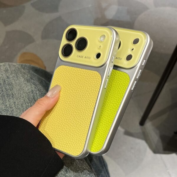 Lychee Pattern Glass Lens Film Mobile Phone Case Is Suitable For IPhone17Promax Apple Mobile Phone Case New Model.