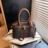 Light Luxury Miu Handbag Weaving Tide Spice Girls Embroidery Bucket Bag Fashion Vacation Shoulder Messenger Bag