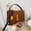 Fashion Poplar Forest Box Retro Handbag Matte Casual Simple Shoulder Messenger Bag Premium Light Luxury Commuter Bag