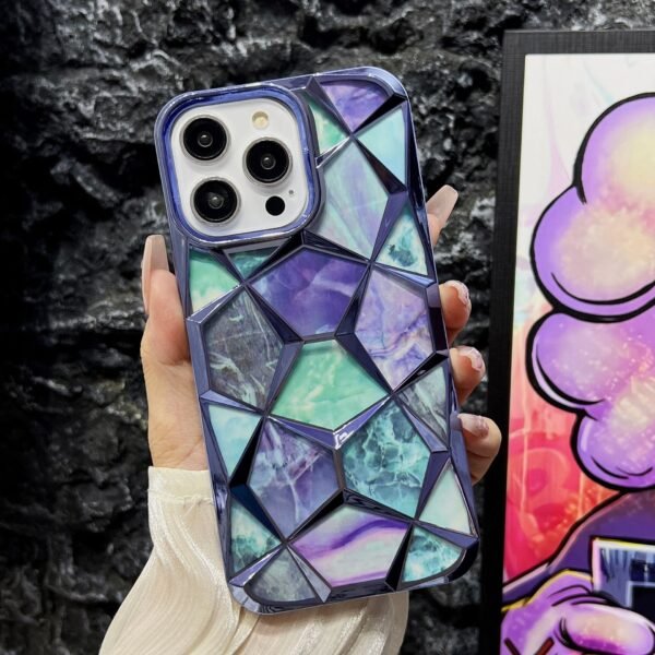 Electroplated Marble Cardboard Mobile Phone Case Is Suitable For Apple 17Promax Three-Dimensional Diamond IPhone16 Mobile Phone Case.