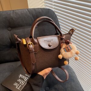 Frosted Woolen Hand-Held Dumpling Bag Trend Dragon Bags Xiang Splicing Ins Letter One-Shoulder Crossbody Bag Versatile