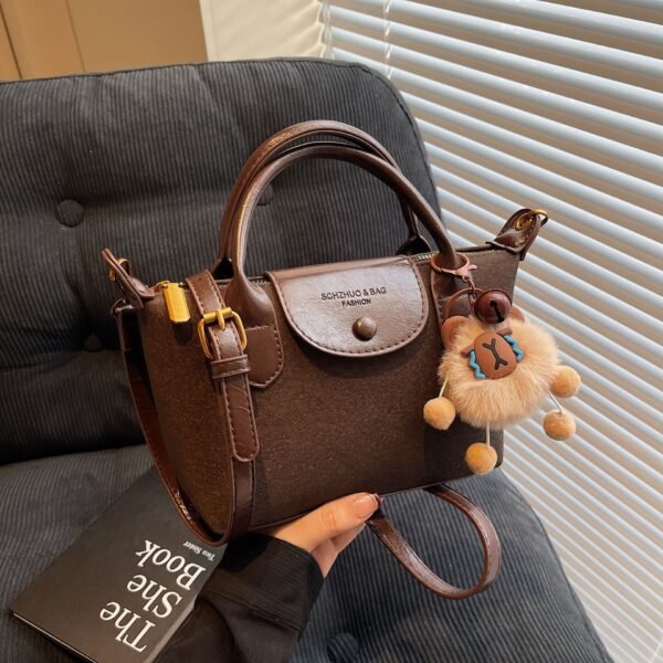 Frosted Woolen Hand-Held Dumpling Bag Trend Dragon Bags Xiang Splicing Ins Letter One-Shoulder Crossbody Bag Versatile