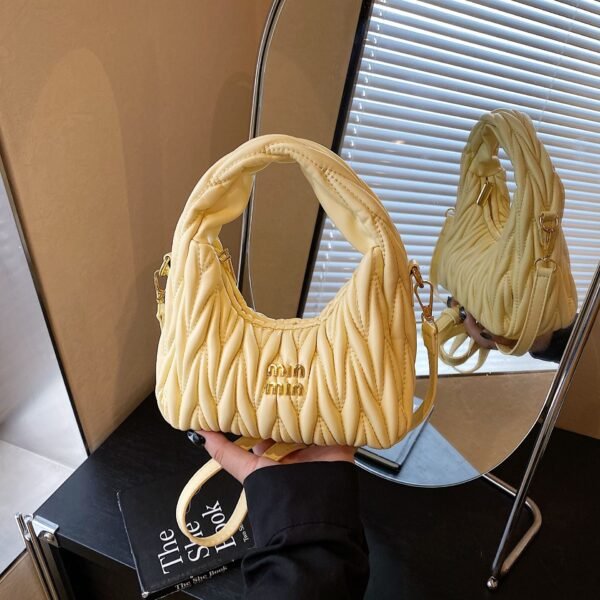 Pleated Miu Crescent Handbag Bag Light Luxury High-End Texture Versatile Messenger Niche Design European Beautiful Women Bag