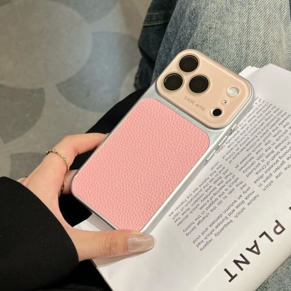 Lychee Pattern Glass Lens Film Mobile Phone Case Is Suitable For IPhone17Promax Apple Mobile Phone Case New Model.
