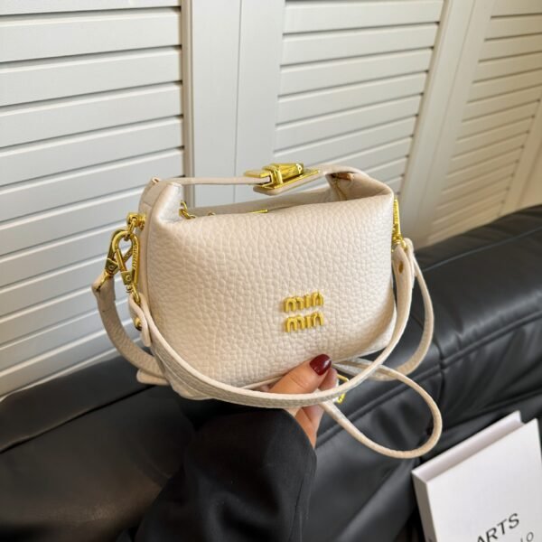 Light Luxury High-End Rice Box Bag Mi.U Shoulder Messenger Bag, Personalized Trend Lychee Pattern Pu Fashionable Handbag