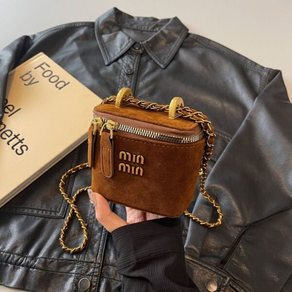 Frosted Retro Mi.U Small Square Bag Niche Design Women’S Chain Mini Lipstick Bag Personalized Shoulder Messenger Bag