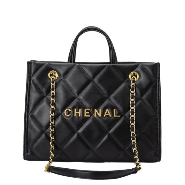 Leather Bag Women’S 2026 New Large-Capacity Small Fragrant Wind Diamond Tote Bag Premium Chain Shoulder Handbag