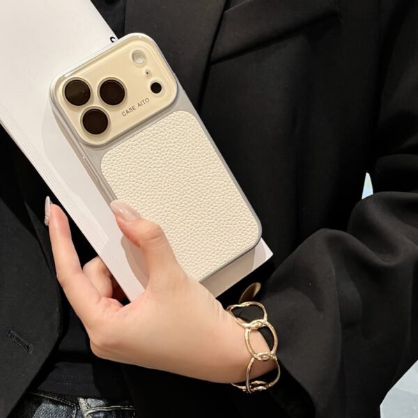 Lychee Pattern Glass Lens Film Mobile Phone Case Is Suitable For IPhone17Promax Apple Mobile Phone Case New Model.
