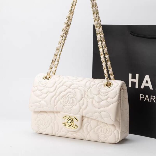Bag Women’S 2026 New Trendy Fashion Leather Texture Small Fragrant Wind Camellia Embroidery CF Shoulder Messenger Chain Bag