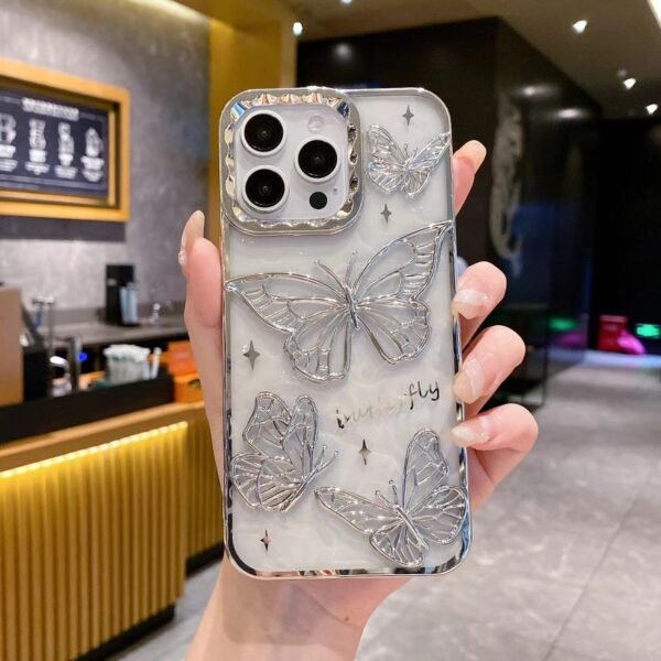 Electroplated Three-Dimensional Bow For Apple 16Promax Transparent IPhone15 Light Luxury 14 Mobile Phone Case Internet Celebrity