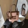 Trend Miu Handbag Embroidery Texture Bucket Bag Fashion Niche Design Commuter Casual Messenger Bag