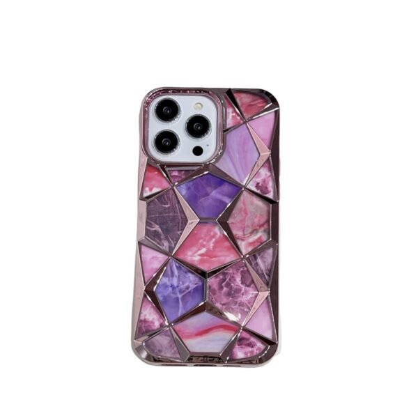 Electroplated Marble Cardboard Mobile Phone Case Is Suitable For Apple 17Promax Three-Dimensional Diamond IPhone16 Mobile Phone Case.