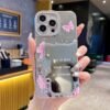 Hot-Selling Electroplating Mirror Cartoon Laser Butterfly Suitable For IPhone17Promax Flash Diamond Apple Phone Case