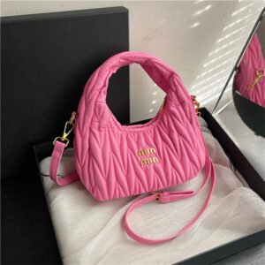 Light Luxury Rhombus Women'S Trend Pleated Mi.U Niche Handbag Embroidered Thread Crescent Bag Ins Shoulder Messenger Bag