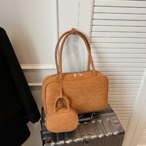 Vintage Suede MIU Shoulder Bag Bag Texture Women'S Handbag Bowling Ball Mother Bag Niche Pillow Bag