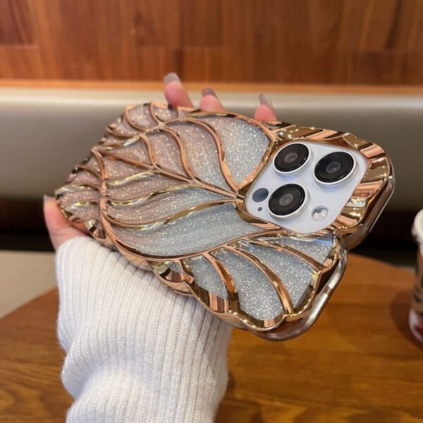 Gradual Change Glitter Art Three-Dimensional Leaves For IPhone17promax Electroplating Apple 16 Mobile Phone Case New