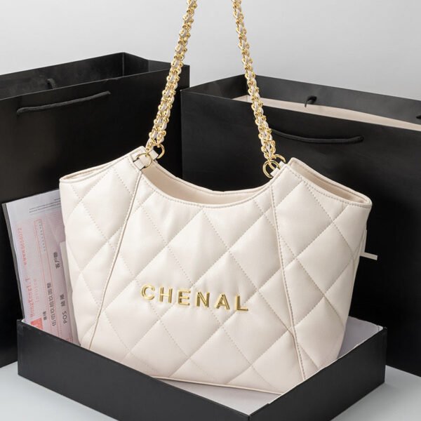 Premium Sense Spring And Summer Large-Capacity Tote Bag Women’S 2026 New Shoulder Bag Leather Rhombus Chain Bag