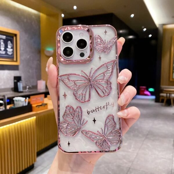 Electroplated Three-Dimensional Bow For Apple 16Promax Transparent IPhone15 Light Luxury 14 Mobile Phone Case Internet Celebrity