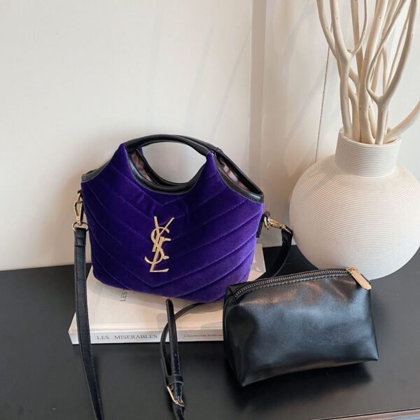 Suede Poplar Forest Bucket Bag Niche Design Handbag Rhombus Embroidery Thread Trendy Personality Shoulder Messenger Bag