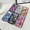 Electroplated Marble Cardboard Mobile Phone Case Is Suitable For Apple 17Promax Three-Dimensional Diamond IPhone16 Mobile Phone Case.