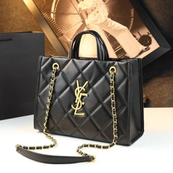 Women’S Bag 2026 New High-End Diamond Chain Shoulder Bag Leather Large-Capacity Commuter Tote Bag Niche Design