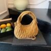 Light Luxury MIU Suede Handbag, High-End Crescent Bag, Niche Pleated One-Shoulder Crossbody Bag, Trendy Dumpling Bag