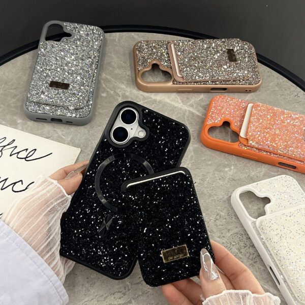 Light luxury rhinestone protective case Magnetic card bag Tide brand is suitable for iPhone17Promax and Apple 16 mobile phone case